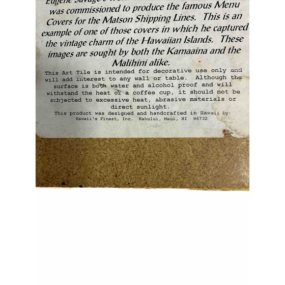 VTG Orig SS Lurline/Matson Lines Menu Cover TILE Frank MacIntosh "Mending Net" - Picture 5 of 16